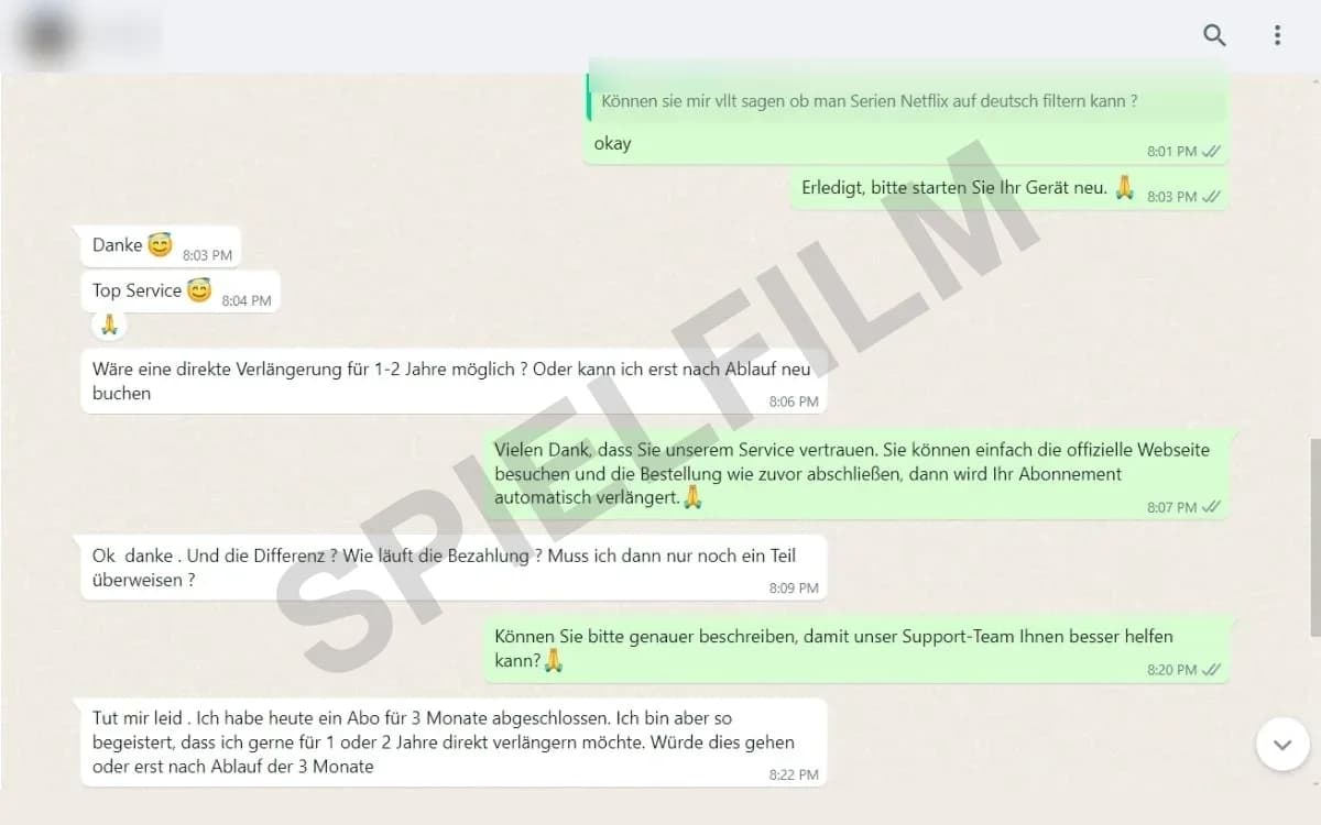 Kundenchat auf WhatsApp: Wunsch nach Verlängerung um ein bis zwei Jahre